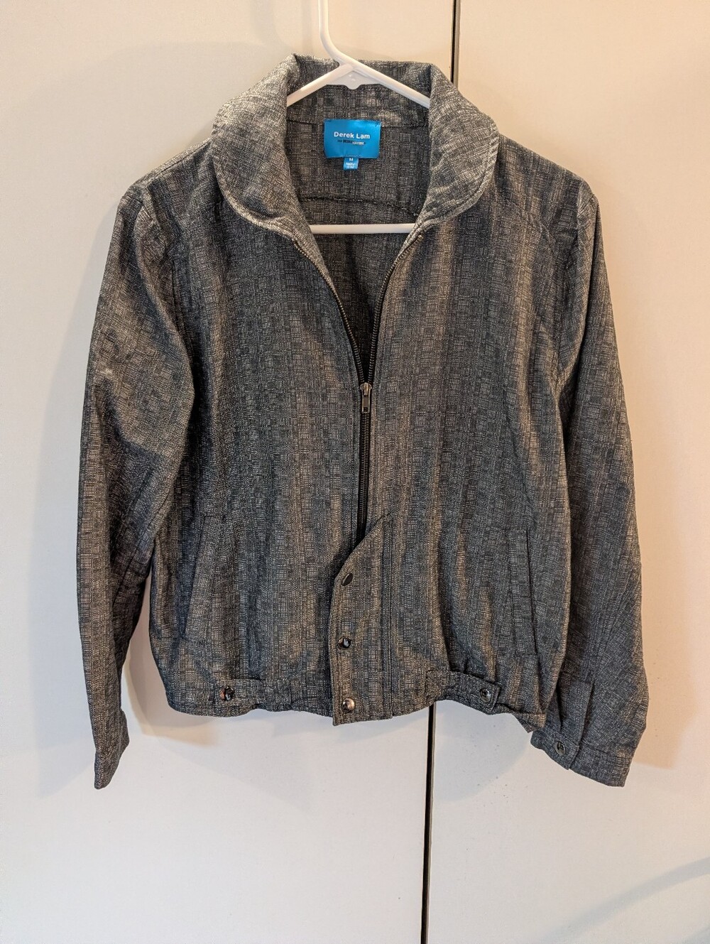 Derek Lam For Designer Nation Woman's M Heathered Gray Zip-Front Bomber Jacket